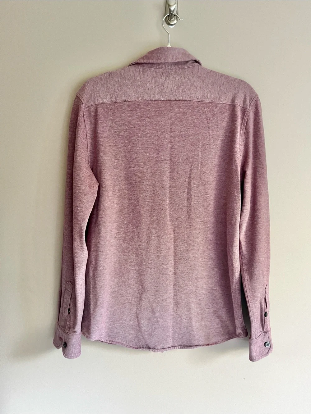Banana Republic Luxury Touch knit button down shirt heathered burgandy sz medium